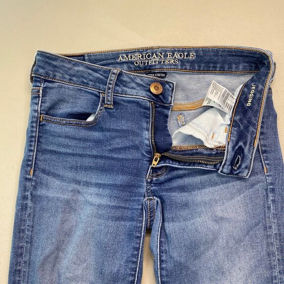 American Eagle Super Stretch Jegging Jeans 2 Regular 28x28 Dark Distressed AEO - Picture 6 of 12